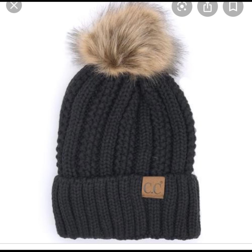 C.C Black Pom Beanie
